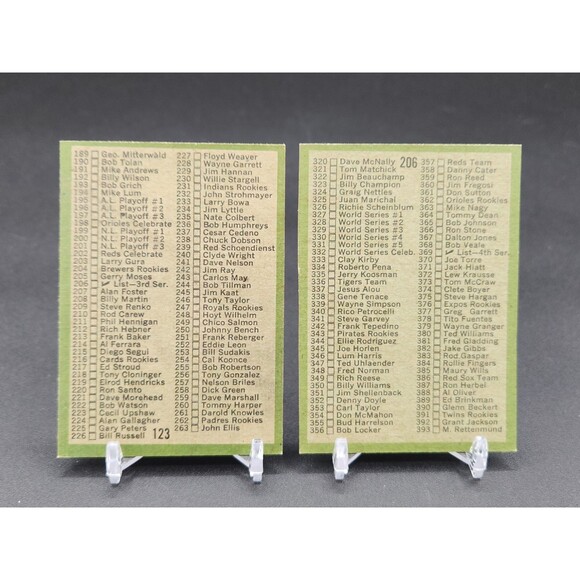 Vintage 1971 ~ 2nd & 3rd Series Checklist Topps #'s 123 - 206 ~ Unmarked ~Ex/NM - Picture 2 of 2